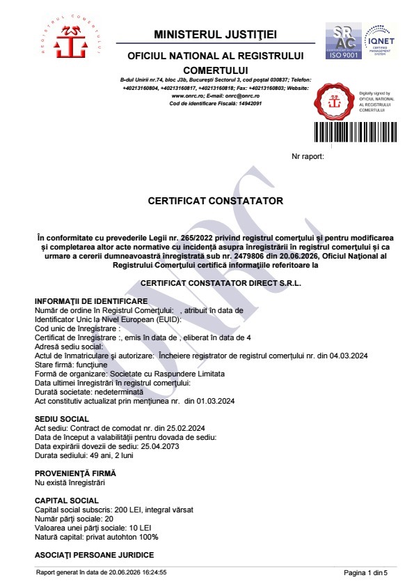 Certificat Constatator